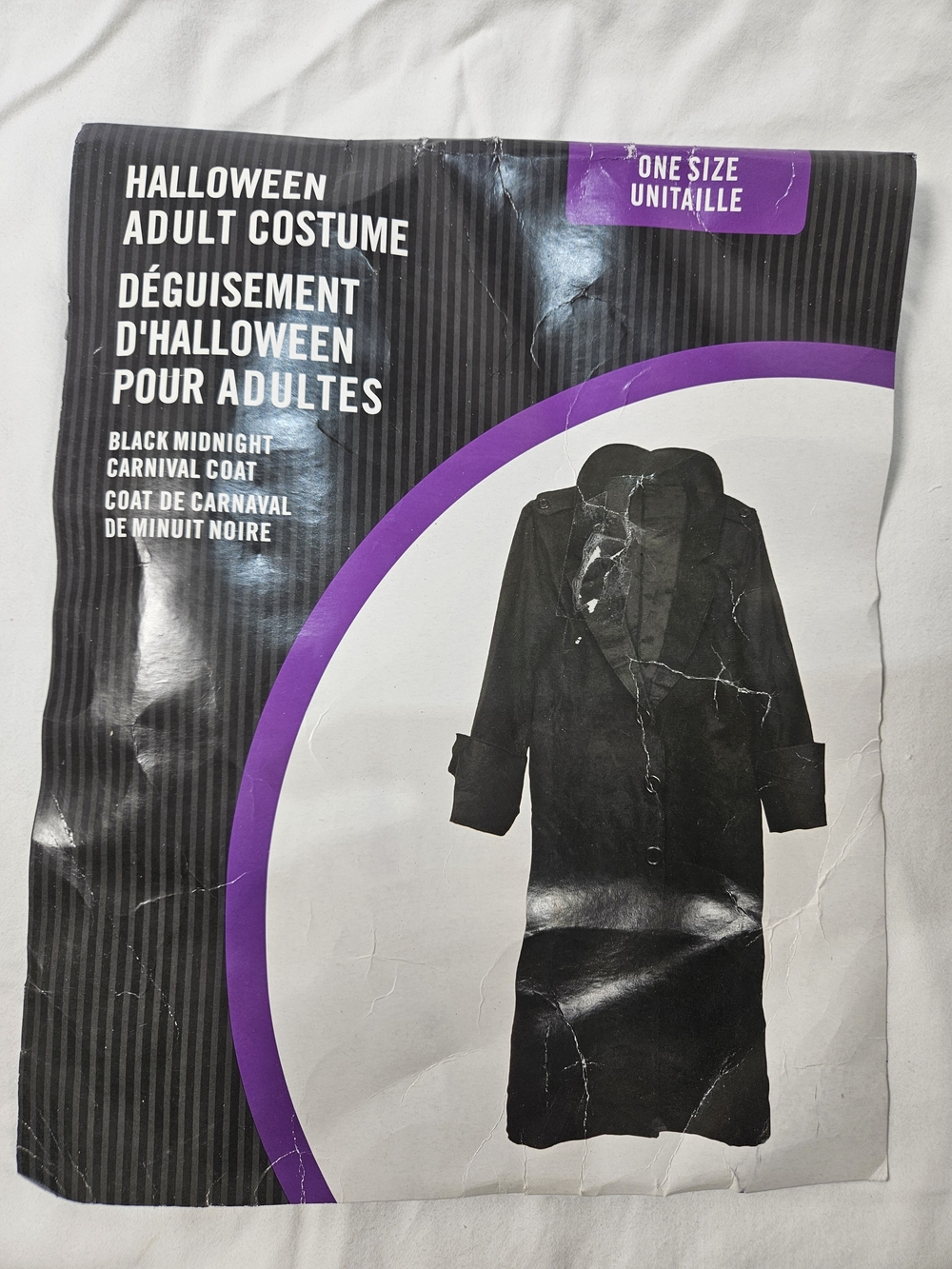 Black Midnight Carnival Trench Coat Adult Halloween Costume - Black, O/S, NWT